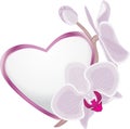 Decorative heart with blooming orchid branch