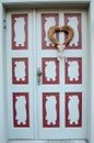 Decorative heart on the front door love, Valentine`s Day, Febru