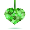 Decorative heart from green colors buttons Royalty Free Stock Photo