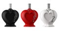 Decorative heart shaped bottles with metal thine chain and heart