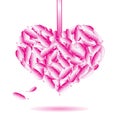 Decorative heart symbol from pink feathers