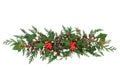 Decorative Holly and Winter Greenery Abstract Royalty Free Stock Photo