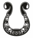 Decorative Horseshoe - black vector silhouette for logo.Vector illustration