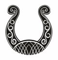 Decorative Horseshoe tattoo. Good luck with black horseshoe. Tattoo design, amulet.. Vector illustration