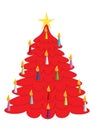 Red Christmas tree with candles Royalty Free Stock Photo