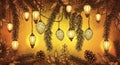 Festive Lanterns and Pine Branches Illustration Royalty Free Stock Photo