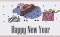 Decorative illustration with new year sheep 2015