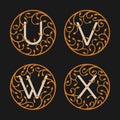 Decorative Initial Letters U, V, W, X.