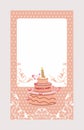 Decorative invitation card with cake