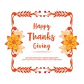 Decorative of invitation card thanskgiving, with beautiful autumn leaf floral frame. Vector