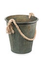 Decorative iron bucket with rope handle Royalty Free Stock Photo