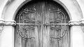 Decorative Ironwork On The Wooden Door