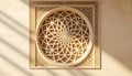 Decorative Islamic Geometric Wall Panel in Warm Sunlit Interior Royalty Free Stock Photo