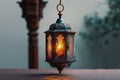 Decorative Islamic lantern with dates on Ramadan Kareem background Royalty Free Stock Photo