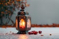 Decorative Islamic lantern with dates on Ramadan Kareem background Royalty Free Stock Photo