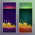 Decorative islamic mosque shiny banners set