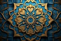 Decorative Islamic patterns in blue and gold