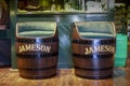 Decorative Jameson Irish whiskey barrel armchairs