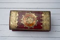 Decorative jewelery box in red with gold Royalty Free Stock Photo