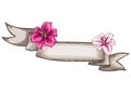 Decorative kraft ribbon and lily flowers.