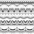 Retro lace seamless pattern set, black and white decoration, ornamental repetitive design with flowers - textile design Royalty Free Stock Photo