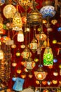 Decorative lamps, colorful mosaic on turkish bazaar.