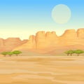 Decorative landscape - African desert. Old mountains, canyon.