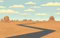 Western desert landscape with a broken line road Royalty Free Stock Photo