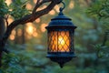 Enchanting Garden Lantern at Sunset - Perfect for Tranquil Outdoor Decor Generative AI Royalty Free Stock Photo