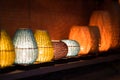 Decorative lanterns made of handicraft bamboo braid basket in Hoi An ancient town, Vietnam