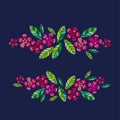 Decorative leave and flower design element.