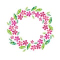 Decorative leave and flower wreath design element.