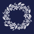 Decorative leave and flower wreath design element.