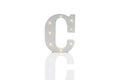 Decorative Letter C with Embedded LED Lights Over White Background