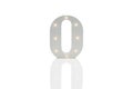 Decorative Letter O with Embedded LED Lights Over White Background