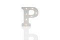 Decorative Letter P with Embedded LED Lights Over White Background