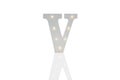 Decorative Letter V with Embedded LED Lights Over White Background