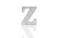 Decorative Letter Z with Embedded LED Lights Over White Background