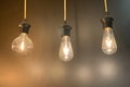 Decorative light bulbs against wall background Royalty Free Stock Photo