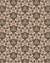 Abstract light pink flowers and black leaves on a muted grey brown background Fabric, paper print design Royalty Free Stock Photo