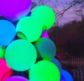 Decorative Lights Outdoors, Colorful Globes Royalty Free Stock Photo