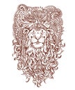 Decorative lion-hippy vector illustration.