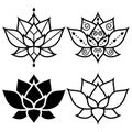 Lotus flowers simple geometric design set - yoga, zen, buddhism, mindfulness concept