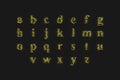 Decorative lowercase aphabet, christmas font mock up set in darkness