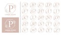 Decorative luxury wedding monogram logo alphabet set. floral frame for branding logo and invitation card design