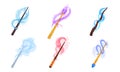 Decorative Magic Wands with Sparkling Waves Vector Set