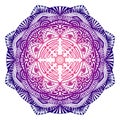 Decorative mandala with the all-seeing eye in the purple-pink colors