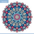 Decorative mandala in blue pink colors