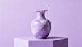 Elegant purple marble vase on hexagonal stand against monochromatic background Royalty Free Stock Photo