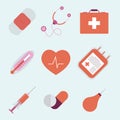 Decorative medical emergency first aid kit symbols